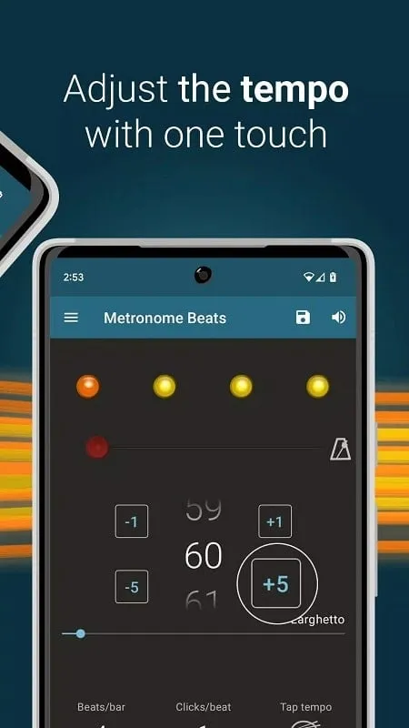 Metronome Beats mod interface showing premium features