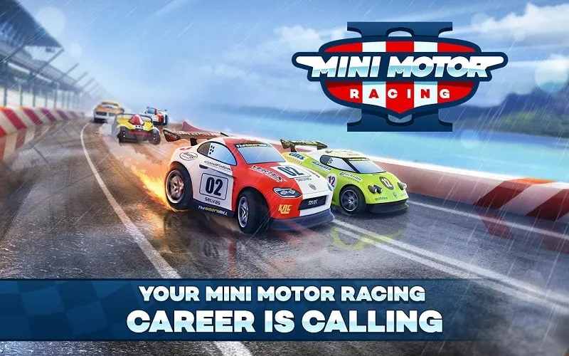 Mini Motor Racing 2 gameplay screenshot showcasing the vibrant graphics and miniature cars.