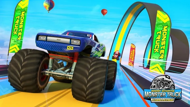 Monster truck racing on a dirt track.