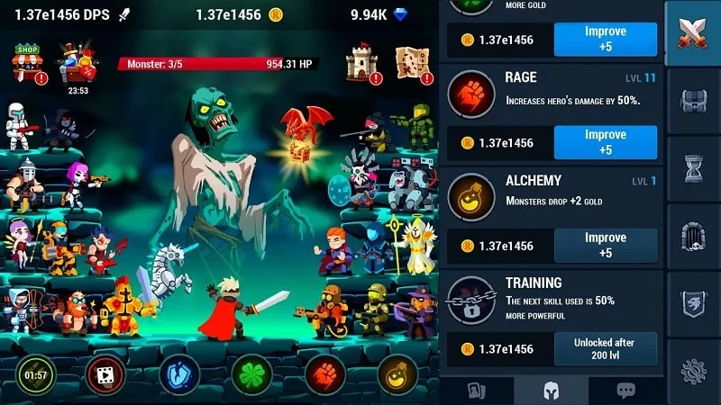 Monsters Crush Clicker colorful characters.