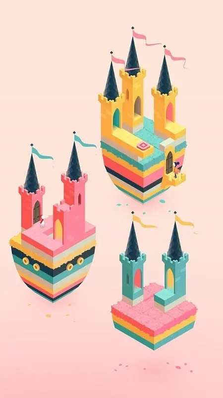 Monument Valley 2 gameplay screenshot showcasing the unique architecture and puzzle mechanics.