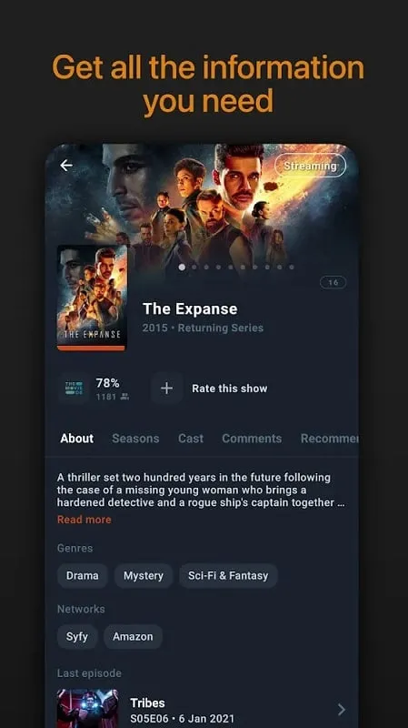 Moviebase mod apk showcasing movie rankings