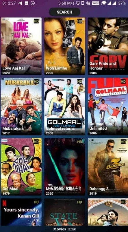 Movies Time mod interface showing premium features