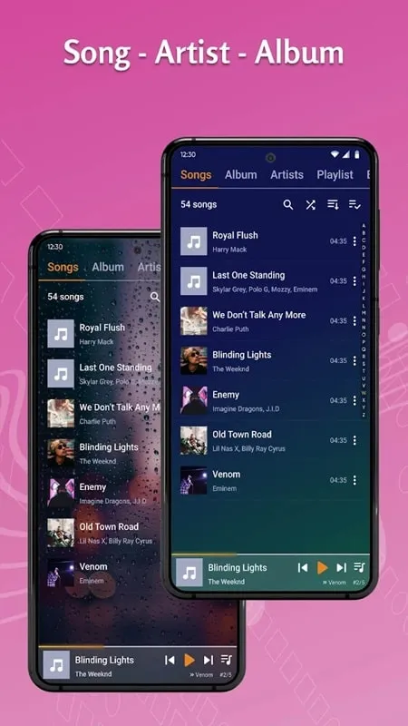 Music Player MP3 Player mod interface showing premium features