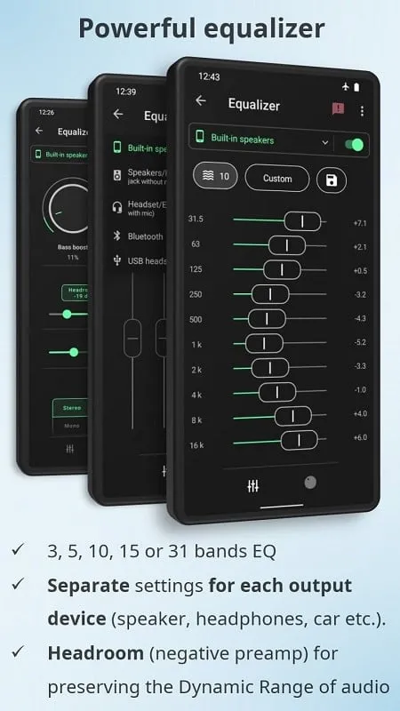 Musicolet Music Player Equalizer settings