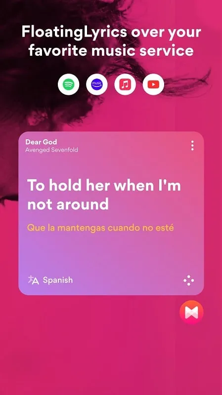 Musixmatch mod interface showing premium features