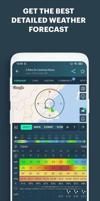 Nautical map view on Windy.app mod