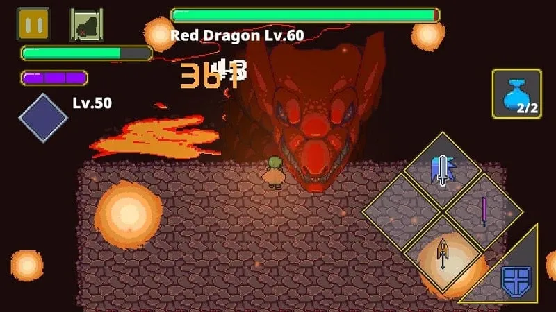 Hình ảnh nhân vật đang di chuyển trong hầm ngục tối của Dungeon Quest Action RPG.