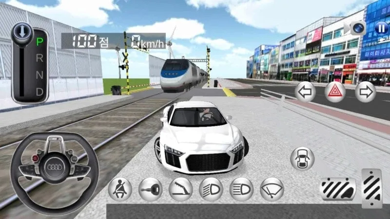 Navigating through different cityscapes in the 3D Driving Class game.