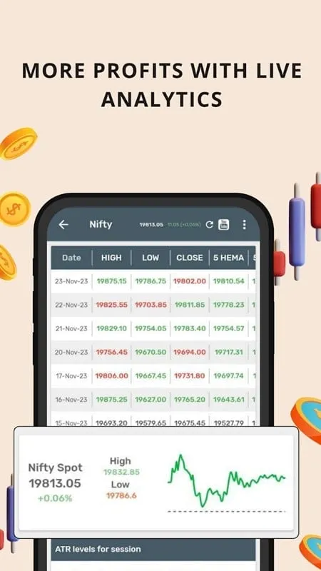 Nifty Trader mod interface showing premium features