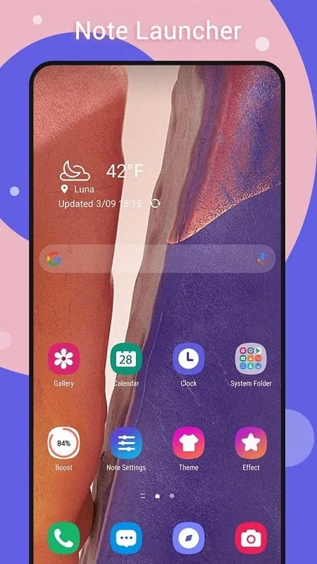 Note Launcher mod interface showing premium features