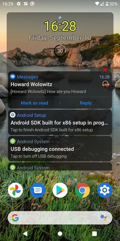 Notification Widget mod interface showing premium features