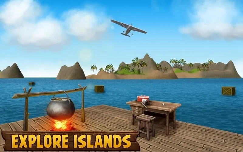 Jogo de sobrevivência na ilha Ocean Survival com dinheiro infinito