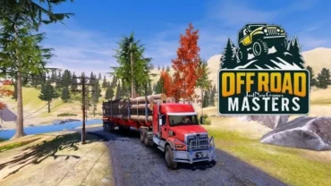 Off-road truck navigating a challenging mountain path in Offroad Masters.