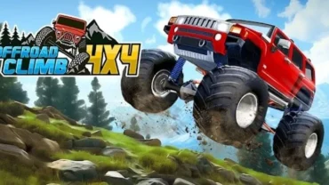 Off-road vehicle navigating a challenging muddy terrain in Offroad Climb 4x4.