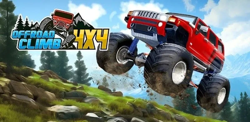 Off-road vehicle navigating a challenging muddy terrain in Offroad Climb 4x4.