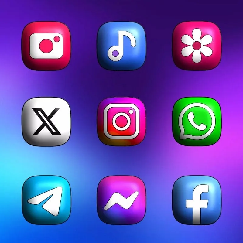 One UI 3D icon pack applied to a home screen