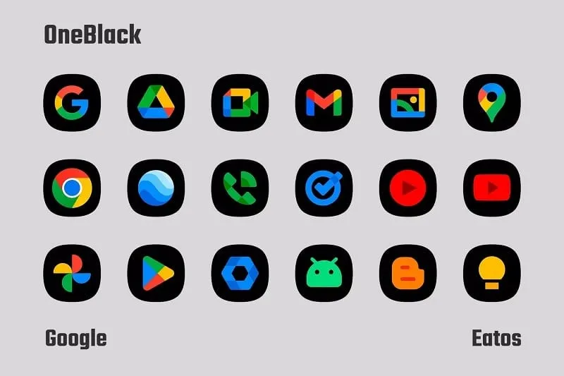 OneBlack Icon Pack mod interface showing premium features