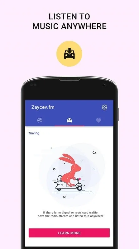 Online Radio Zaycevfm mod interface showing premium features