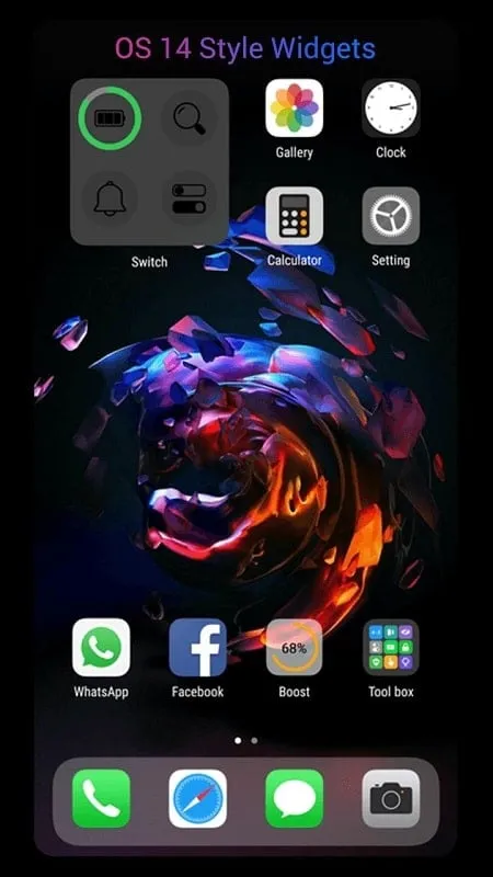 OS14 Launcher mod interface showing premium features