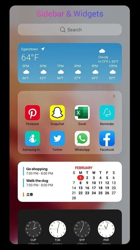 OS14 Launcher mod showcasing different themes and icons