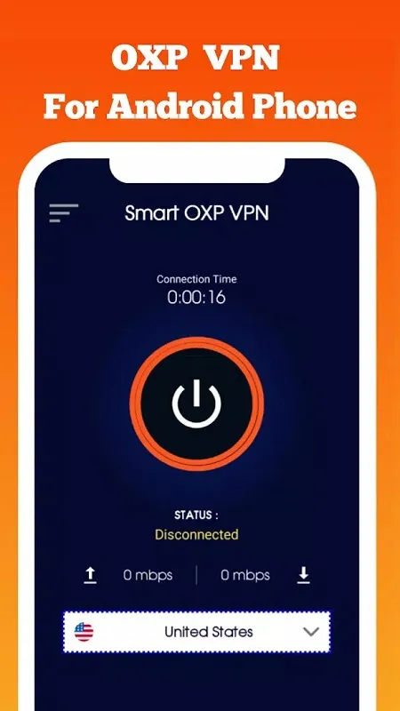 Giao diện OXP VPN mod hiển thị các tính năng premium