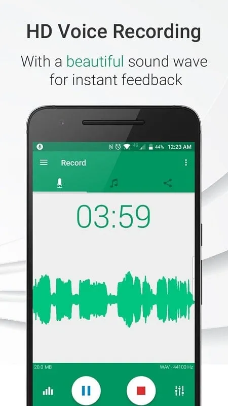 Giao diện cài đặt và ghi âm của Parrot Voice Recorder MOD