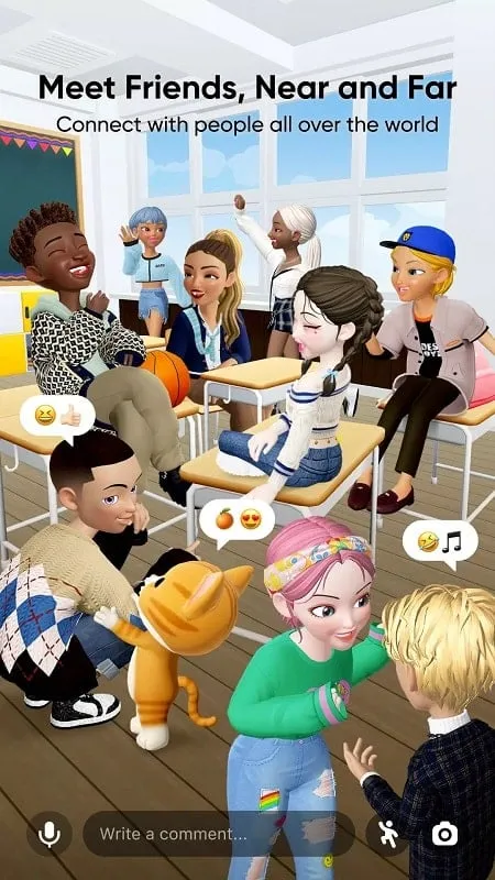 Participating in a social gathering within the ZEPETO app.