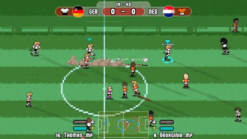 Participating in different game modes within Pixel Cup Soccer MOD APK