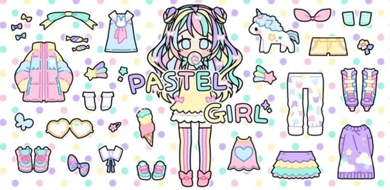 Pastel Girl in-game screenshot showcasing customization options.