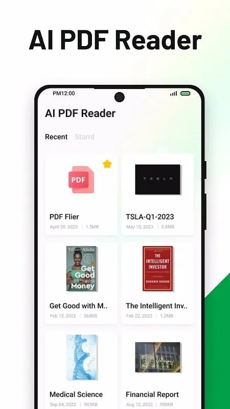 PDF AI Reader mod interface showing premium features