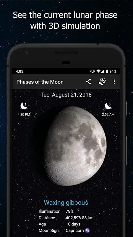 Phases of the Moon Pro mod interface