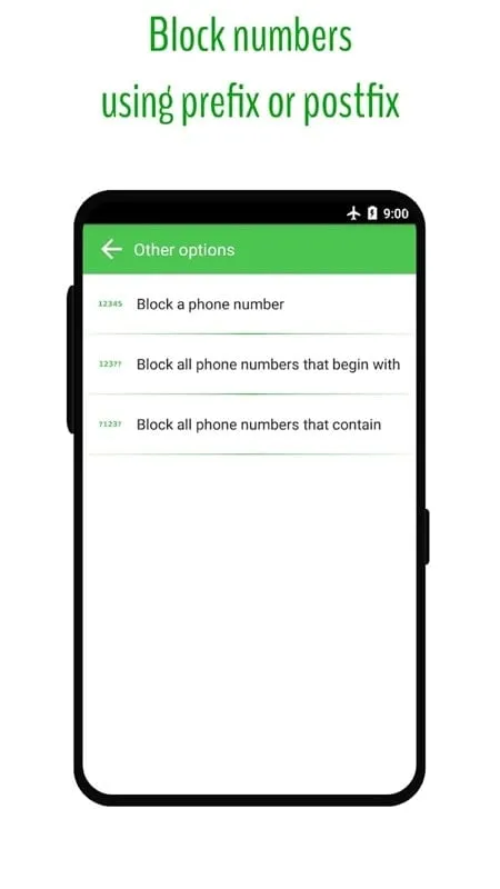 Phone Call Blocker mod interface showing premium features