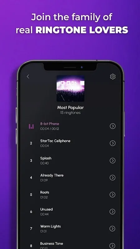 Phone Ringtones mod sharing feature interface