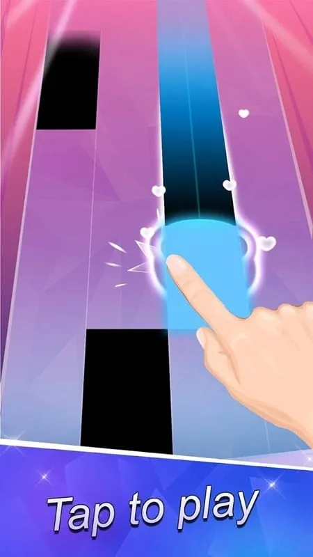 Piano Tiles 2 gameplay on a mobile phone.