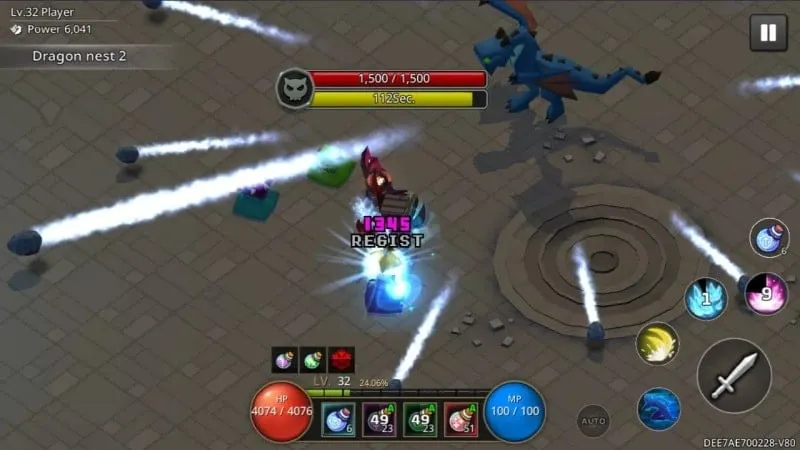 Pixel Blade W Gameplay on a tablet device demonstrating user interface.