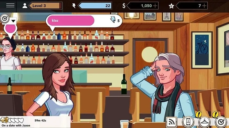 Playing the Kim Kardashian game on an Android mobile device.