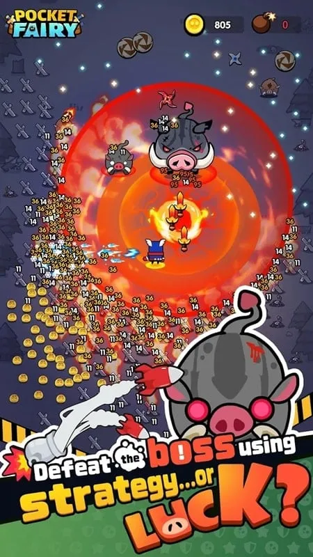 Pocket Fairy boss battle screenshot.