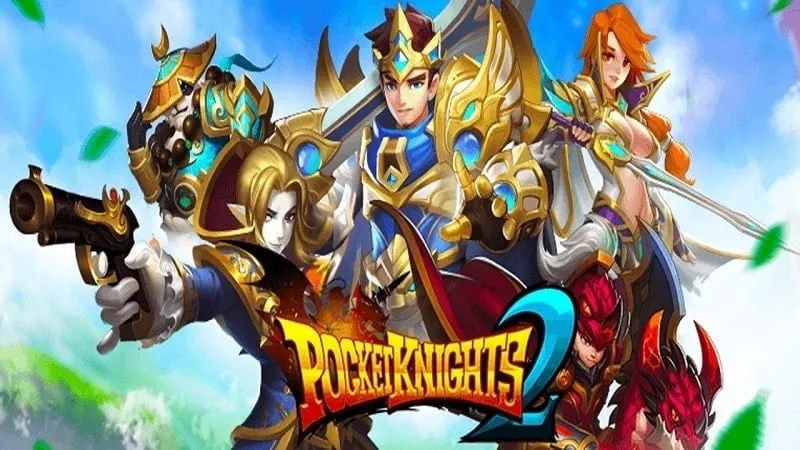 Pocket Knights 2 main screen showcasing vibrant graphics and characters.