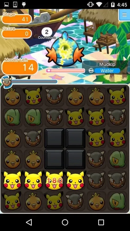 Pokemon Shuffle Mobile mod menu interface with highlighted features.