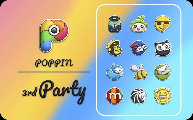 Poppin icon pack mod interface showing premium features