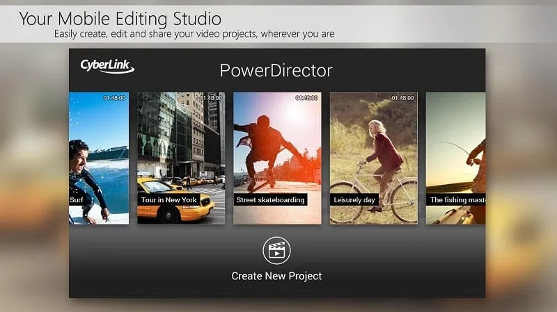 PowerDirector mod's editing interface showcasing premium tools