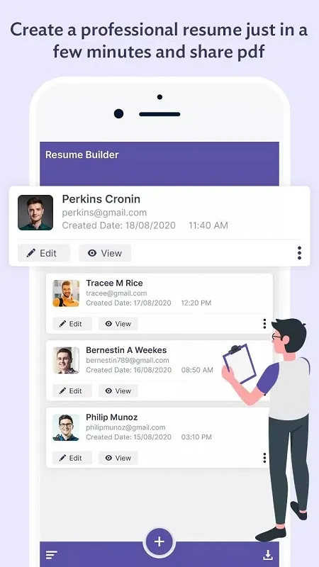 Giao diện phiên bản MOD của Professional Resume Builder