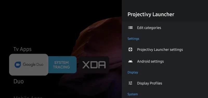 Projectivy Launcher Parental Control Feature