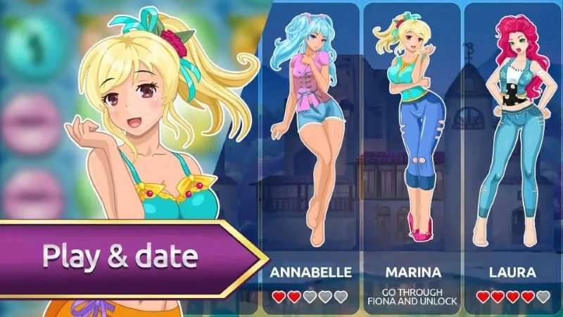 Puzzle of Love character interaction screen.