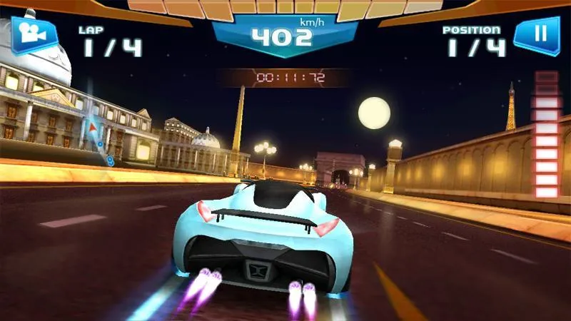 Racing against opponents on a city track in Fast Racing 3D.