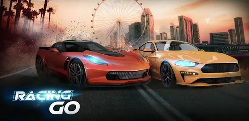 Racing Go game screen showcasing the starting line with multiple cars.