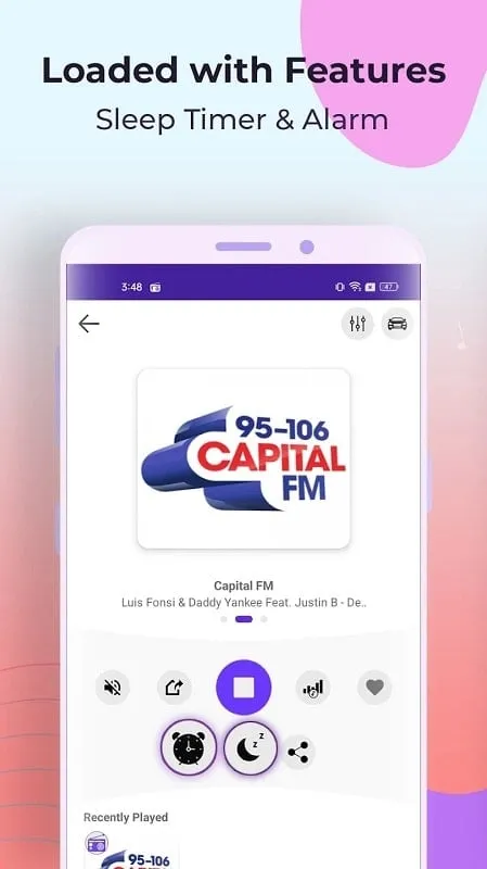 Radio FM mod app interface 