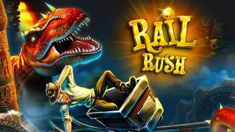 Rail Rush in-game screenshot showing the mine cart and track.