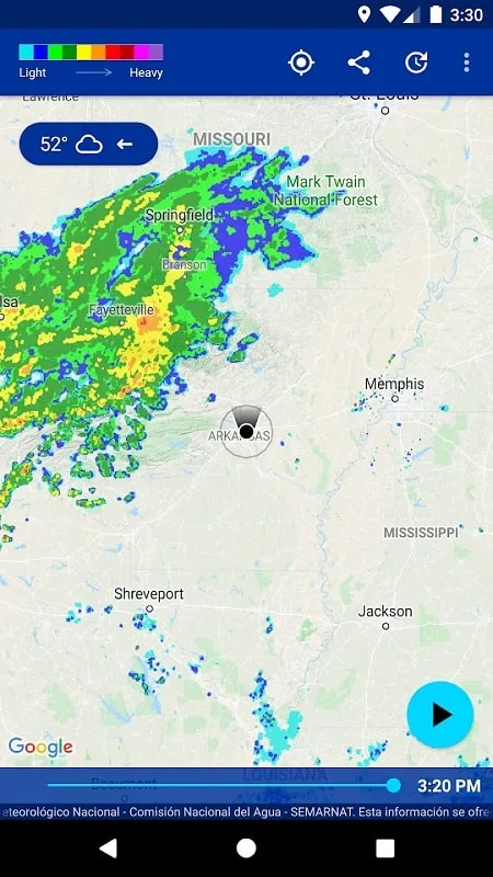 Rain Alarm mod global weather map interface